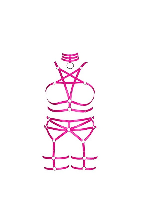 BBOHSS Femmes avec Un Soutien - Gorge pentastar Plus Taille Ensemble de Bas Punk Garter élastique Gothique Costume de Danse d
