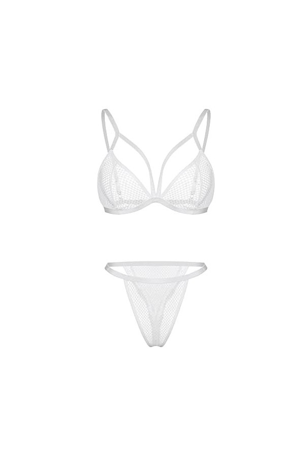 Générique Lingerie Sexy Femme Body et Combinaison Lingeries SetsPolananLaceLiving Room Girls Body Ouvert Entrejambe White, S