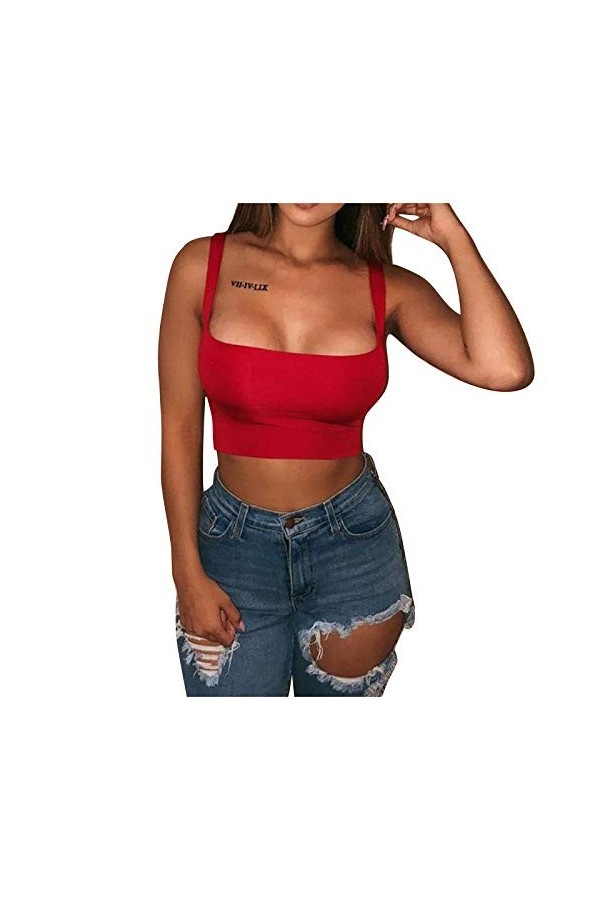 WhOpro Penthouse Lingerie Femmes Poitrine Rembourré Débardeur Court Sans Manches Mouvement Mode Femmes Casual Gilet Cosplay L