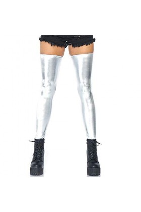 Leg Avenue 6901 Bas Effet Mouillé Argent -S/M Eur 38-40