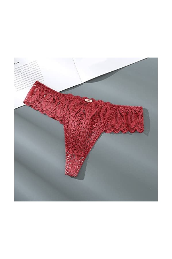 LDadgf Femmes Dentelle Sexy Creux Sous-vêtements Dos Taille Moyenne Taille Haute Creux Respirant Élargi Ceinture Culotte Culo