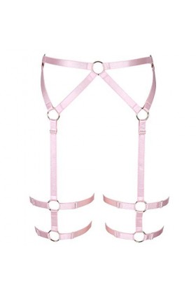 PETMHS Harnais punk pour femme - Porte-jarretelles - Bas de jambe - Taille - Sangle de corps - Lingerie gothique - Halloween 