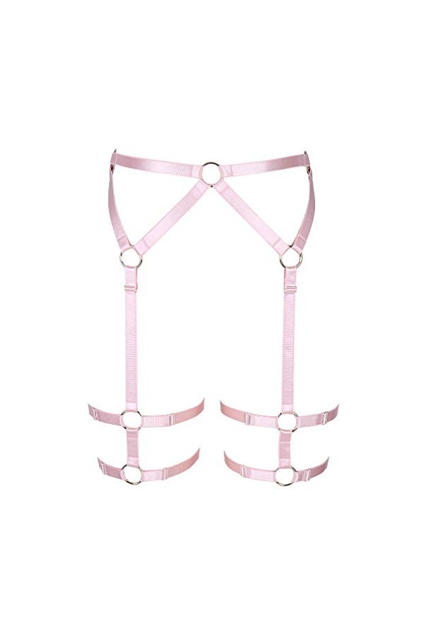 PETMHS Harnais punk pour femme - Porte-jarretelles - Bas de jambe - Taille - Sangle de corps - Lingerie gothique - Halloween 