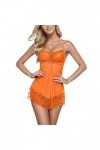 Générique Lingerie Sexy Femme Robe de Nuit Sexy en Maille de Dentelle pour Femme Coquin Sexy Orange, S 