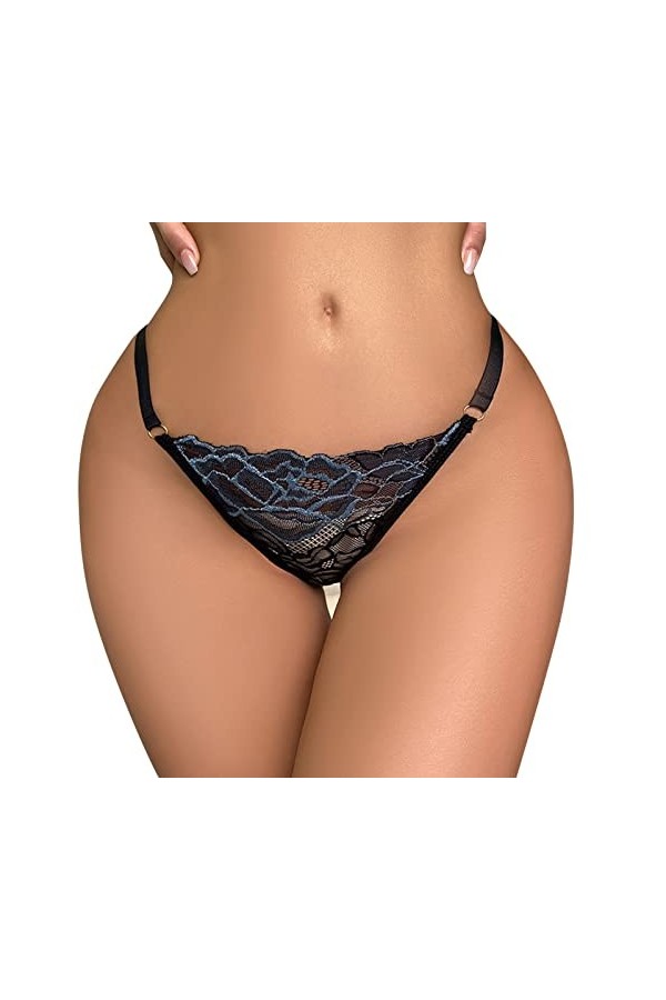 KEIZHUONIQIU Strings et T-Back Tangas pour Femme Ouvert Slips Confortables Dentelle pour Femmculottes Taille Haute Floral sou