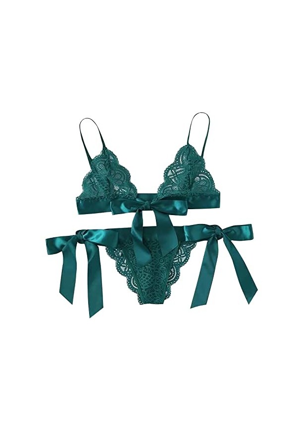 Lingerie Erothique Sexy, Femme avec Nœud Papillon en Trois Points Et Combinaison Deux Pièces Fendue Body Sexy Érotique Mini J