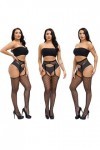 FNKDOR Femme Collant Resille Ouvert Pantyhose Lingerie Sexy Collants Noir