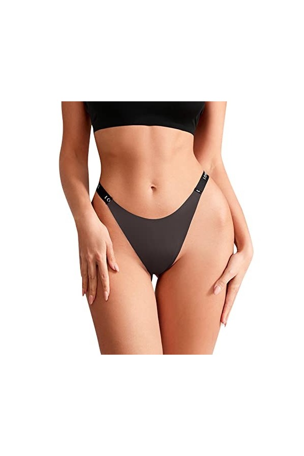 Lightning Deals Today Culotte Menstruelle Grande Taille Culottes pour Femmes sans Couture Fine Sangle String Lettres Sport Fi