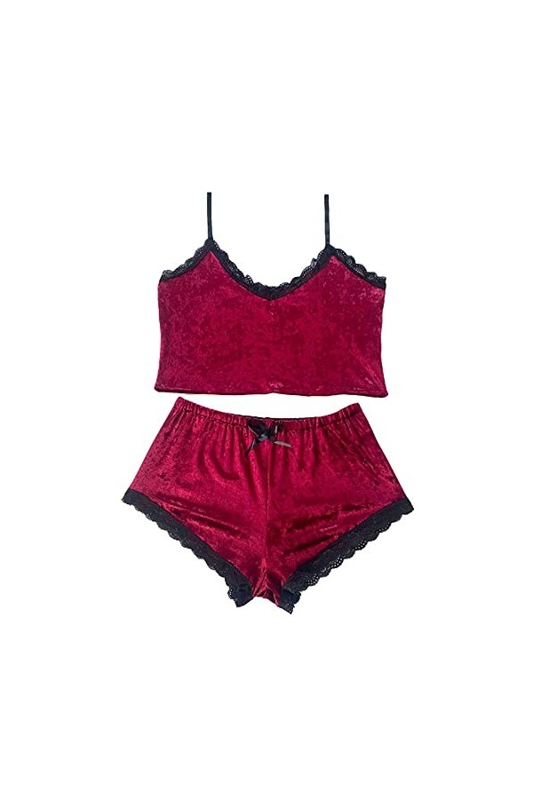 FGUUTYM Ensemble de lingerie sexy en dentelle pour femme - Soutien-gorge et culotte - Bralette - Lingerie de mariée, Bordeaux