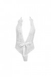 liaddkv Lingerie sexy avec col en V profond et tailles au choix de coutures en dentelle chaînes Lingerie pour vous, Blanc., L