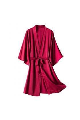 IQYU Ensemble lingerie sexy pour femme - Robe de nuit sexy en satin de soie - Sous-vêtements sexy - Rouge, rouge, XXL