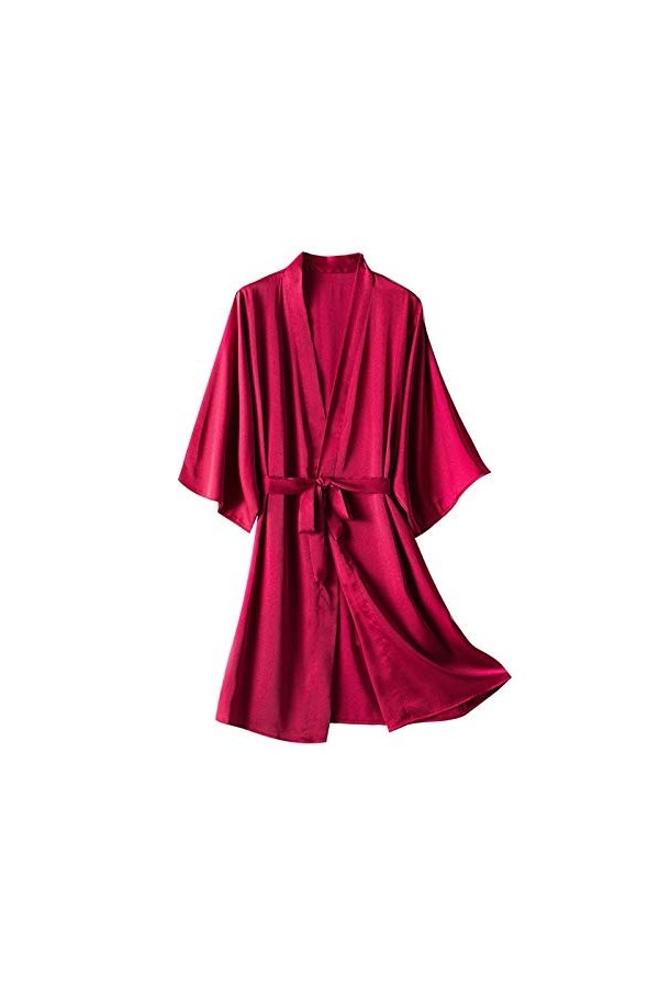 IQYU Ensemble lingerie sexy pour femme - Robe de nuit sexy en satin de soie - Sous-vêtements sexy - Rouge, rouge, XXL