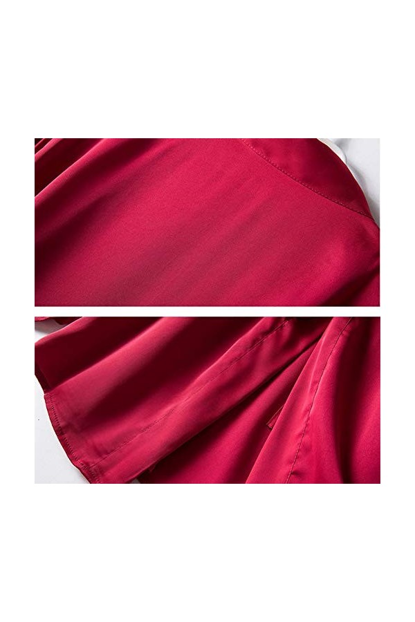 IQYU Ensemble lingerie sexy pour femme - Robe de nuit sexy en satin de soie - Sous-vêtements sexy - Rouge, rouge, XXL