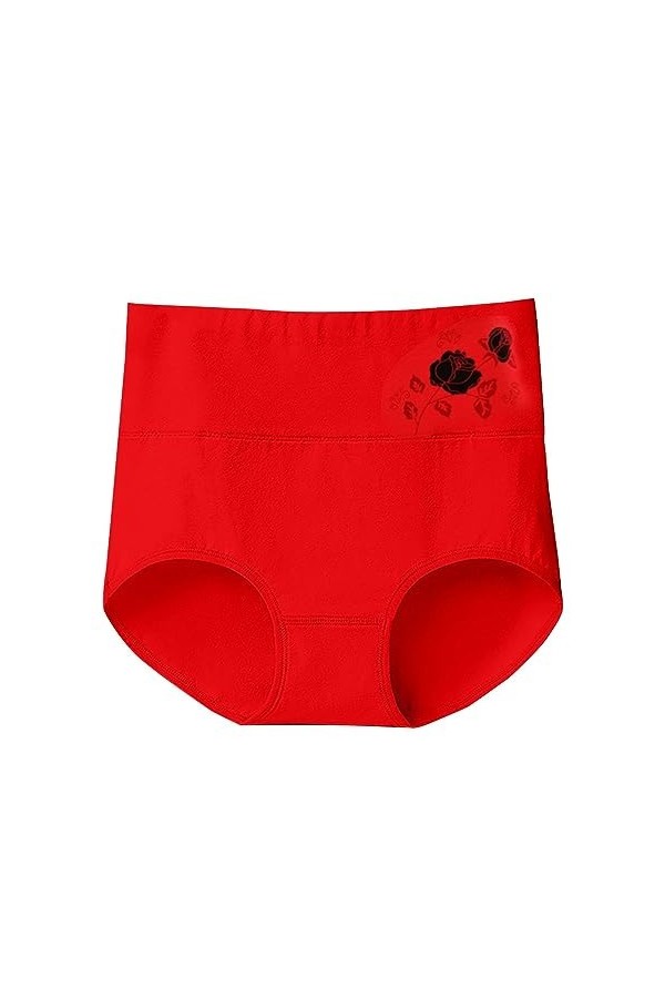 Femme Couleur Unie Taille Haute Imprimé Fleuri Grande Taille Lâche Confortable Coton Matière sous-vêtement décontracté Brassi