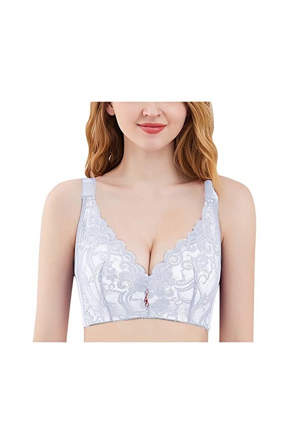liaddkv Femmes Sans Anneau en Acier Grande Boucle Beau Dos Mince Sexy Sous-Vêtements Petit Bustier, Blanc., 44D