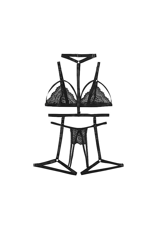 Lingerie Thong avec dentelle pour femmes Sous-vêtements en coton Sous-vêtements pour femmes Robe de charme Lingerie Lingerie
