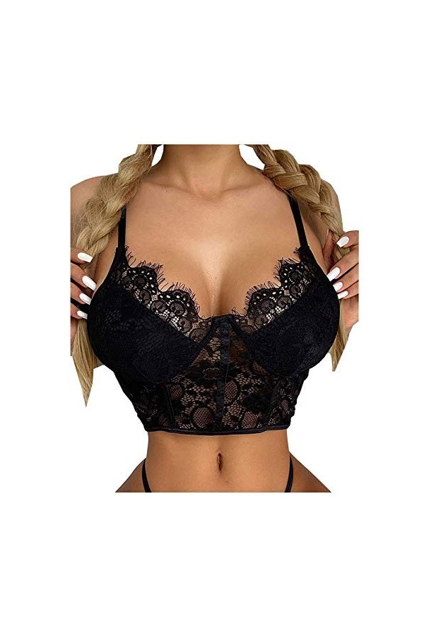 Lingerie en soie pyjama anneau charmant mode porte-jarretelles pour homme, Noir , S