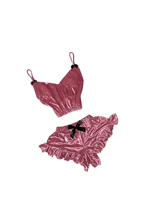 Lingerie Femme Sexy Ensemble Homme Sexy Hot y27k V-Neck Femmes taché Ensemble Bowknot Sexy Shorts Camisole Velvet Pyjama Ling
