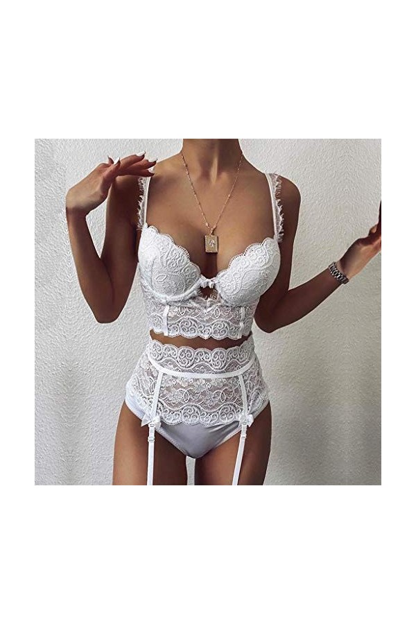 Lingerie en soie grande taille pour femme - Noir et rouge - En polyuréthane - Body sexy pour femme - Chaussettes non incluses