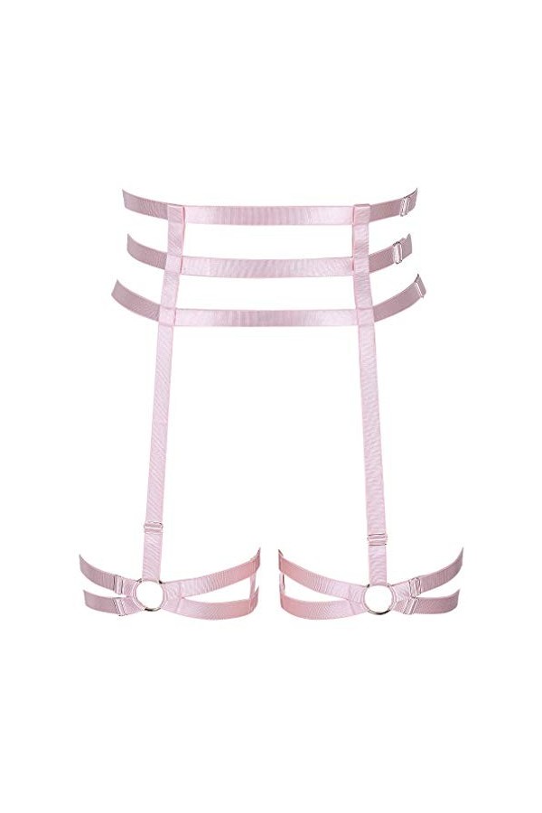 Harnais punk pour femme,Porte-jarretelles,Bas de jambe,Tour de taille,Sangle en cage,Cadre,Lingerie,Pentagramme,Gothique,Hall