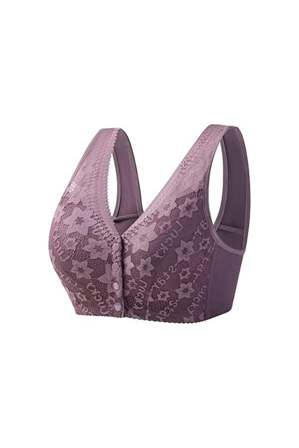 Lingerie Sexy Femme Body Dentelle sous Hot Womens No Steel Ring Front Close Bra T Back Plus Size Soutien-Gorge sans Doublure 