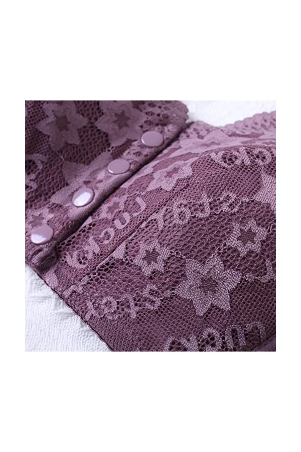 Lingerie Sexy Femme Body Dentelle sous Hot Womens No Steel Ring Front Close Bra T Back Plus Size Soutien-Gorge sans Doublure 