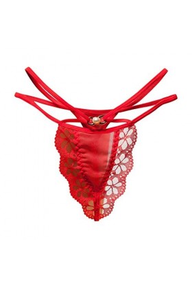 UOWEG sous-vêtements Thong Pants Briefs Sexy Ladies Femmes Thong Dentelle Culottes Lingerie Déchirable Red, One Size 