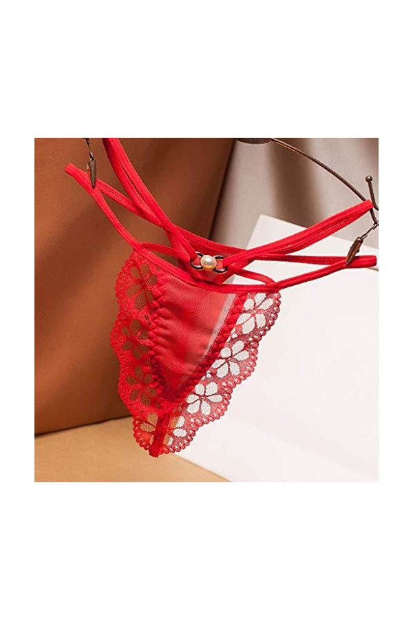 UOWEG sous-vêtements Thong Pants Briefs Sexy Ladies Femmes Thong Dentelle Culottes Lingerie Déchirable Red, One Size 