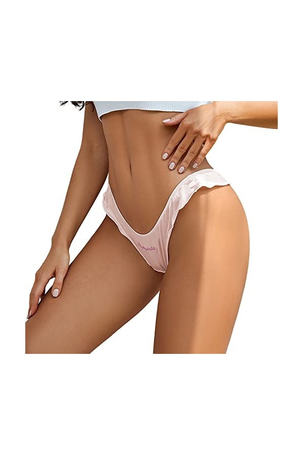 Culotte Taille Haute Femme Strings et Tangas Imprimé Volants Culotte sans Couture Invisible G-String Ficelle Deshabillé Sexy 