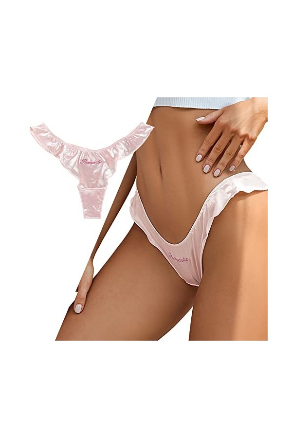 Culotte Taille Haute Femme Strings et Tangas Imprimé Volants Culotte sans Couture Invisible G-String Ficelle Deshabillé Sexy 