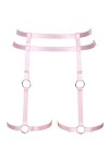 PETMHS Femme Punk Pentagramme Harnais Porte-jarretelles Bas Jambe Taille Corps Cage Sangle Cadre Lingerie Gothique Halloween 