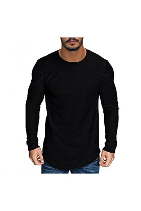 T-shirt à manches longues pour homme - T-shirt de sport - Coupe droite - Chemise de loisirs - T-shirt de baseball à manches l