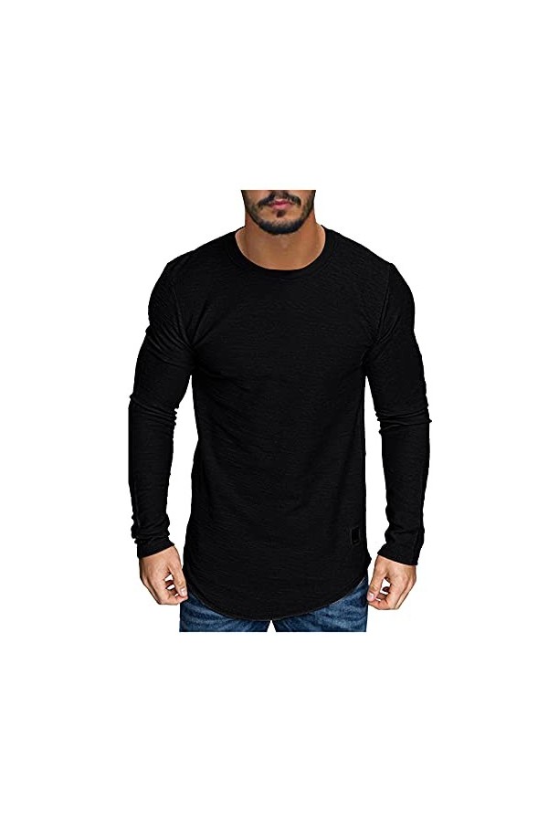 T-shirt à manches longues pour homme - T-shirt de sport - Coupe droite - Chemise de loisirs - T-shirt de baseball à manches l