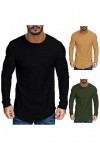 T-shirt à manches longues pour homme - T-shirt de sport - Coupe droite - Chemise de loisirs - T-shirt de baseball à manches l