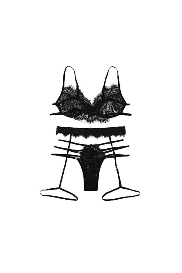 sous-Vetements Femme Dentelle Lingerie Sexy Ensemble Sexy Ensemble Soutien Gorge et String Erotique Vêtements De Nuit 2 Pièce