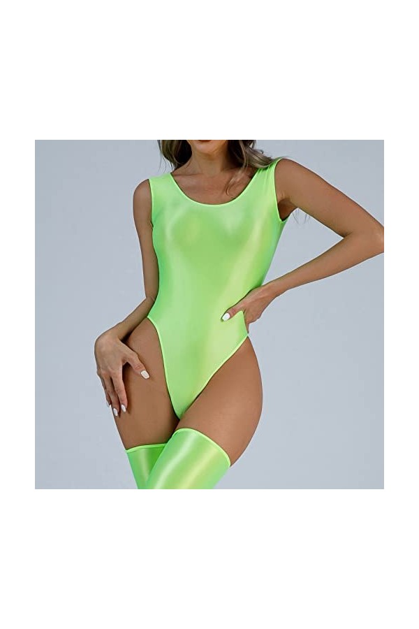 BIISDOST Maillot de Bain Mince Transparent Brillant pour Femmes vêtements à Fourche Haute Haute élastique Sexy Lingerie Sexy 