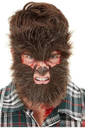 Smiffys Maquillage FX, fourrure visage loup-garou, Homme, 50811, marron, Taille unique