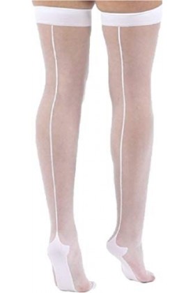 Bas sexy à talon cubain noir rouge nu blanc couture arrière couture couture rétro taille M 36 38 40 42 44, blanc, 33W UK