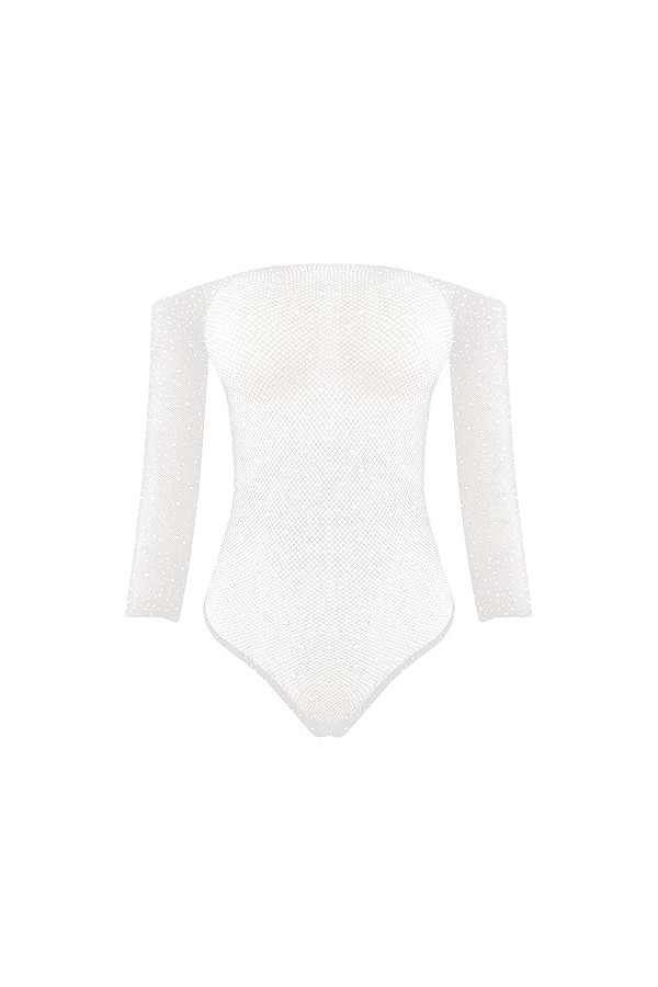 PTLLEND Lingerie Latex Taille S pour femmes Body résille siamois Strass Sexy Mesh Lingerie Onesie Jumpsuit Lingerie Sexy Hot 