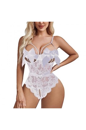 Lingerie sexy pour femme - Soutien-gorge - Lingerie amusante en dentelle - Dos nu - Coupe moulante - Sans détachement - Body 