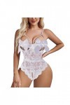 Lingerie sexy pour femme - Soutien-gorge - Lingerie amusante en dentelle - Dos nu - Coupe moulante - Sans détachement - Body 