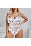 Lingerie sexy pour femme - Soutien-gorge - Lingerie amusante en dentelle - Dos nu - Coupe moulante - Sans détachement - Body 