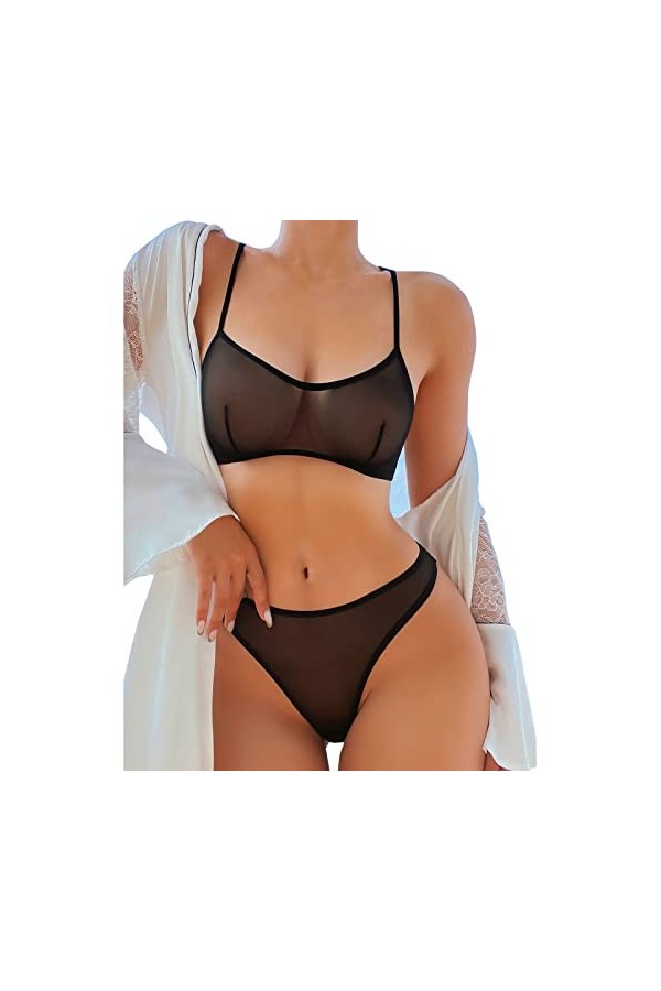 Ensemble Soutien Gorge et String Femme 2 Pièce Lingerie Sexy Ensemble Dentelle sous-Vetements Sexy Vêtements De Nuit Erotique