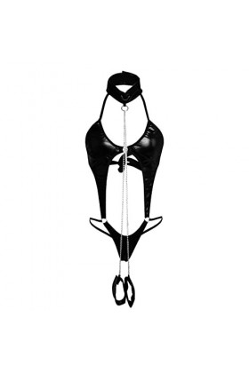 IKFIVQD Lingerie sexy pour femme - Imprimé patchwork - Combinaison sexy, Noir , S