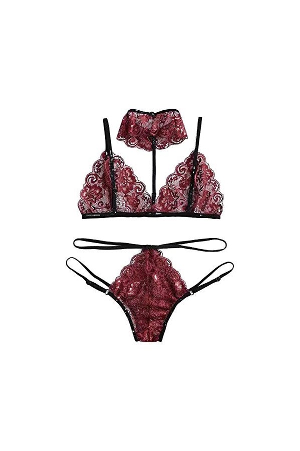 Femme Ensemble Soutien Gorge et String Erotique Vêtements De Nuit 2 Pièce sous-Vetements Dentelle Lingerie Sexy Ensemble Sexy