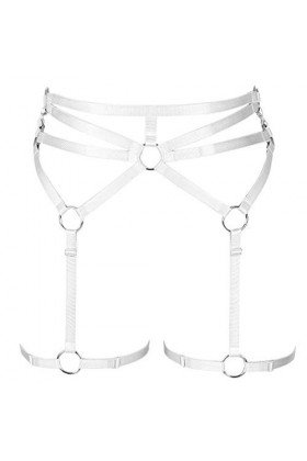 Bas taille haute pour femme, style punk, jarretelles - Blanc - taille unique