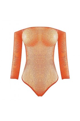 PTLLEND Lingerie Latex Taille S pour femmes Body résille siamois Strass Sexy Mesh Lingerie Onesie Jumpsuit Lingerie Sexy Hot 