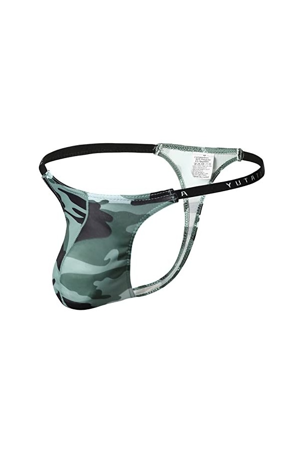 Slip en Maille tricotée Taille Basse Respirante Sexy de Couleur Unie pour Hommes Tenu Sexy Coquin Homme 0927thBD-Green, M 