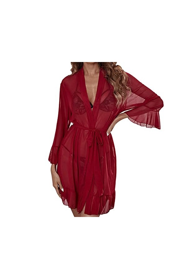 Pyjama en satin 4 pièces pour femme en coton jupe robe ensemble chemise de nuit ligne A pyjama flowy chemise de nuit maison v
