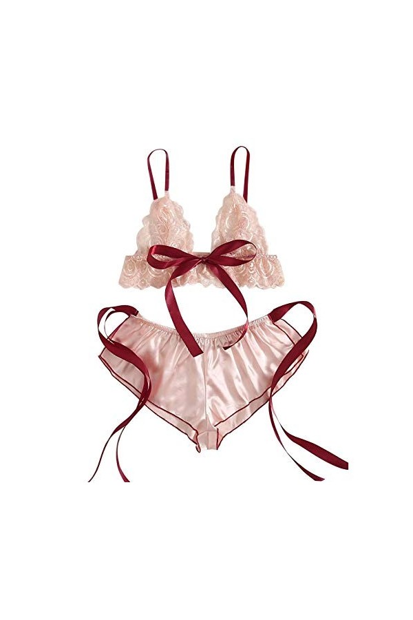 liaddkv S-3XL Soutien-gorge Yourhose Sleepige S-3XL Femmes Pyjamas Cadeaux pour Femmes Noël, Rose, S